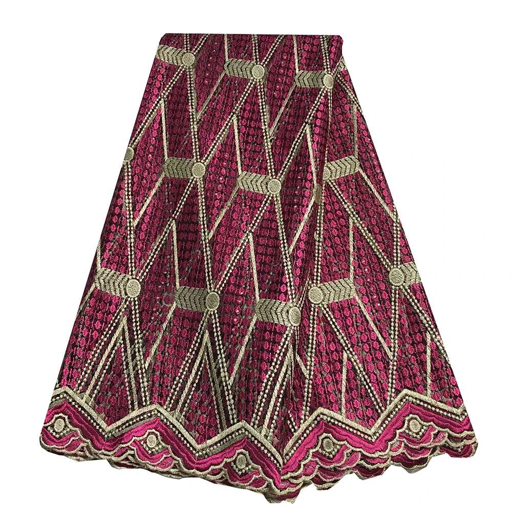 Высококачественная вышитая нигерийская швейцарская вуаль кружевная ткань тюль