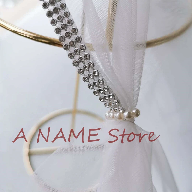 Фата свадебная длинная для невесты фата из тюля с бисером Белый/цвет слоновой