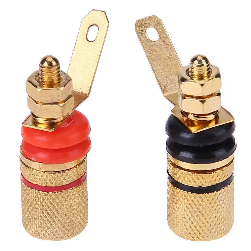 

2pcs Gold Plated Speaker Binding Posts Terminal 4mm Sockets for Banana Plug 307 Gold-Plated Speaker Terminal Support Purchasing