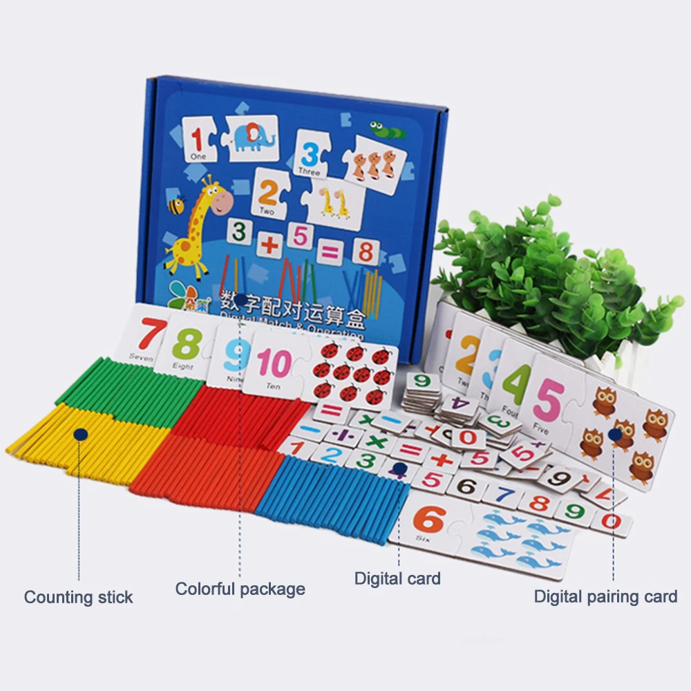 Children Wooden Toy Mathematics Numbers Sticks Digital Pairing Toys Kids Early Learning Counting Educational Box Gift | Игрушки и хобби