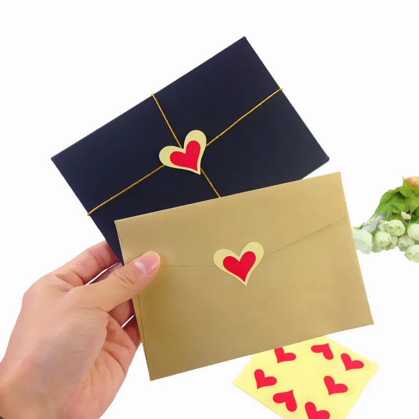 90 шт./лот наклейки для этикеток с красным сердцем рождественских новогодних