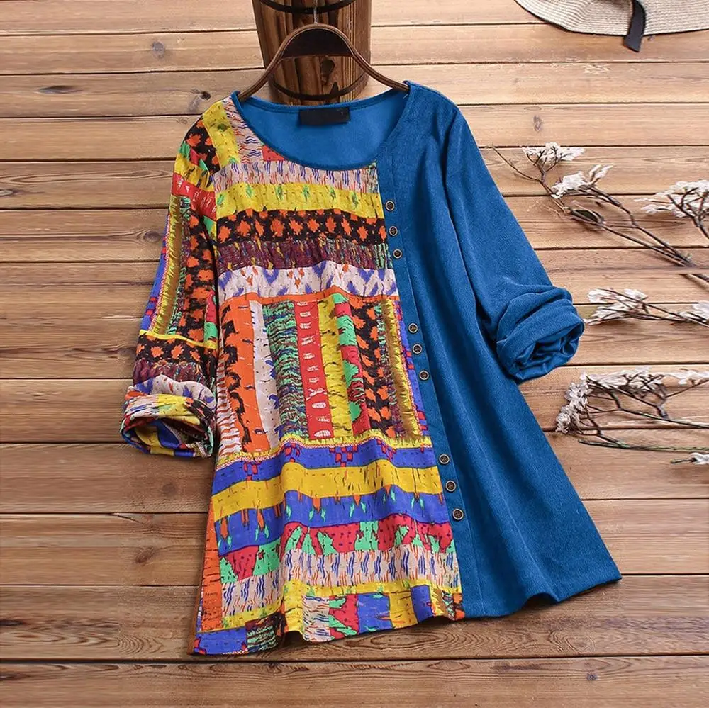 M-5XL повседневная женская Свободная блузка топ из хлопка и льна винтажная