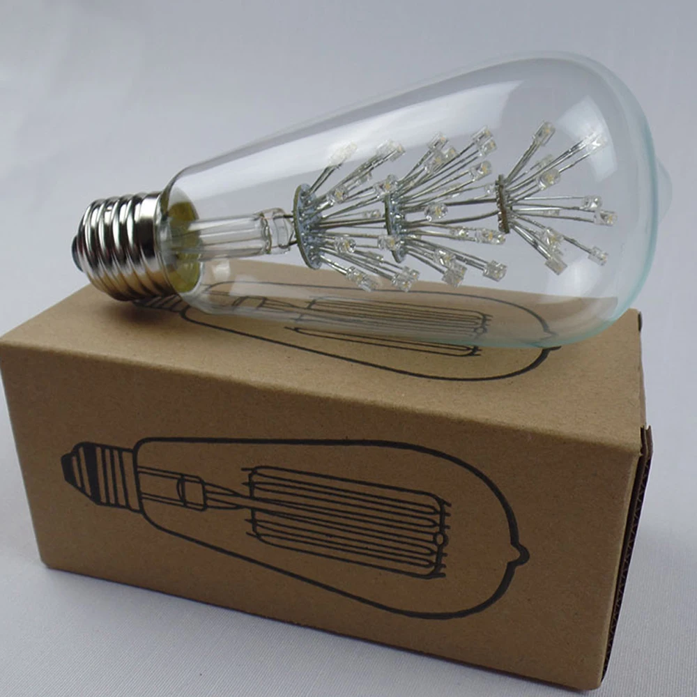 3 Вт ST64 светодиодный ламп накаливания E27 Edison светильник лампы 3000K с