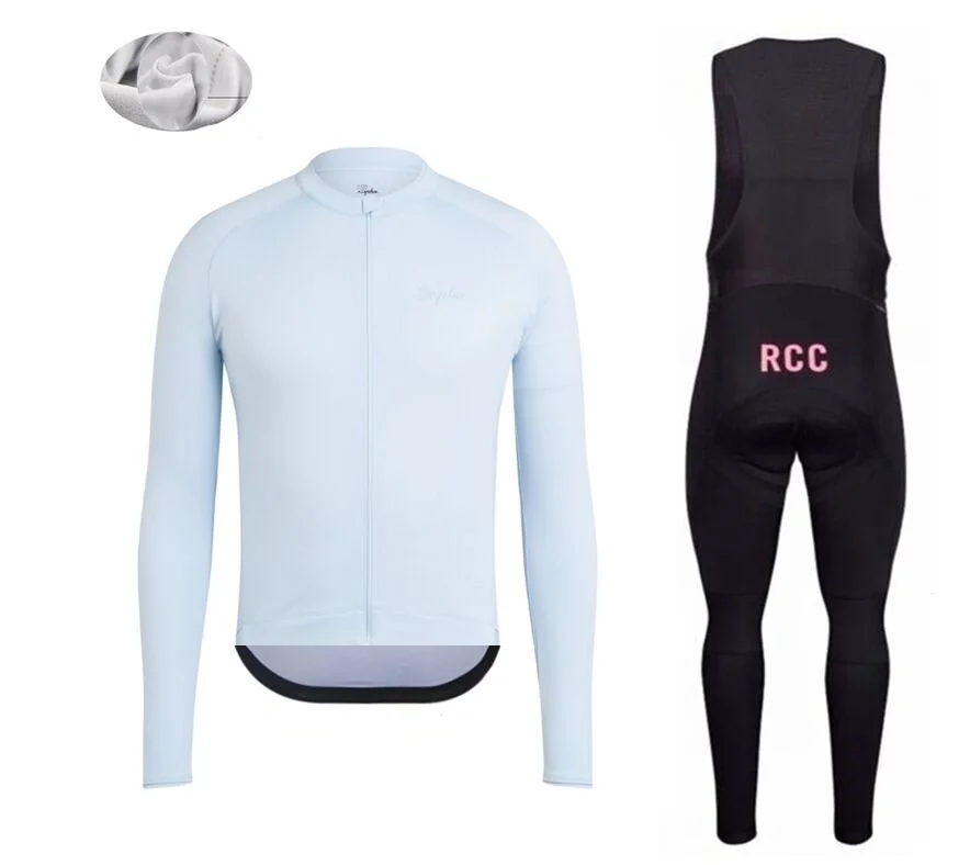 Cycling Sets RCC зимний термальный флис с длинным рукавом Джерси Набор Верховая езда Горный велосипед дышащая верхняя одежда ropa - Цвет: Cycling Sets