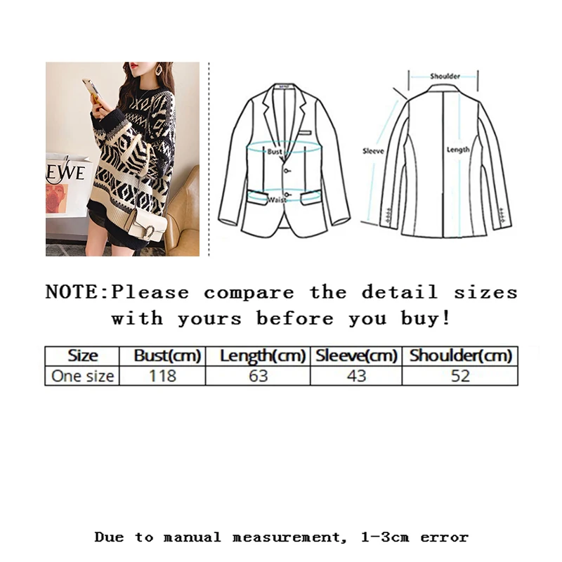 

Vangull Women Striped Patchwork Knitted Sweater Autumn Loose European Style Thick knitted Pullover Sweater Casual Streetwear