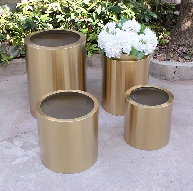 

35cm Round Gilding Steel Planter Pot / Made of 1.2mm Thickness Stainless Steel / Customized Size Available