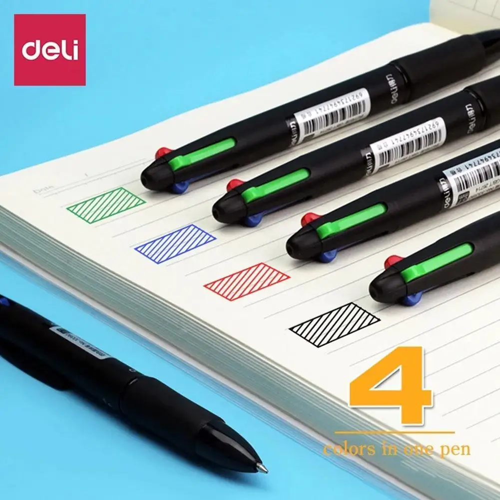 

1 Pcs Multicolor Ballpoint Pen Four in One Color Press Four-color Stationery Pen Pens Oil Writing Student School Office Off F0Q9