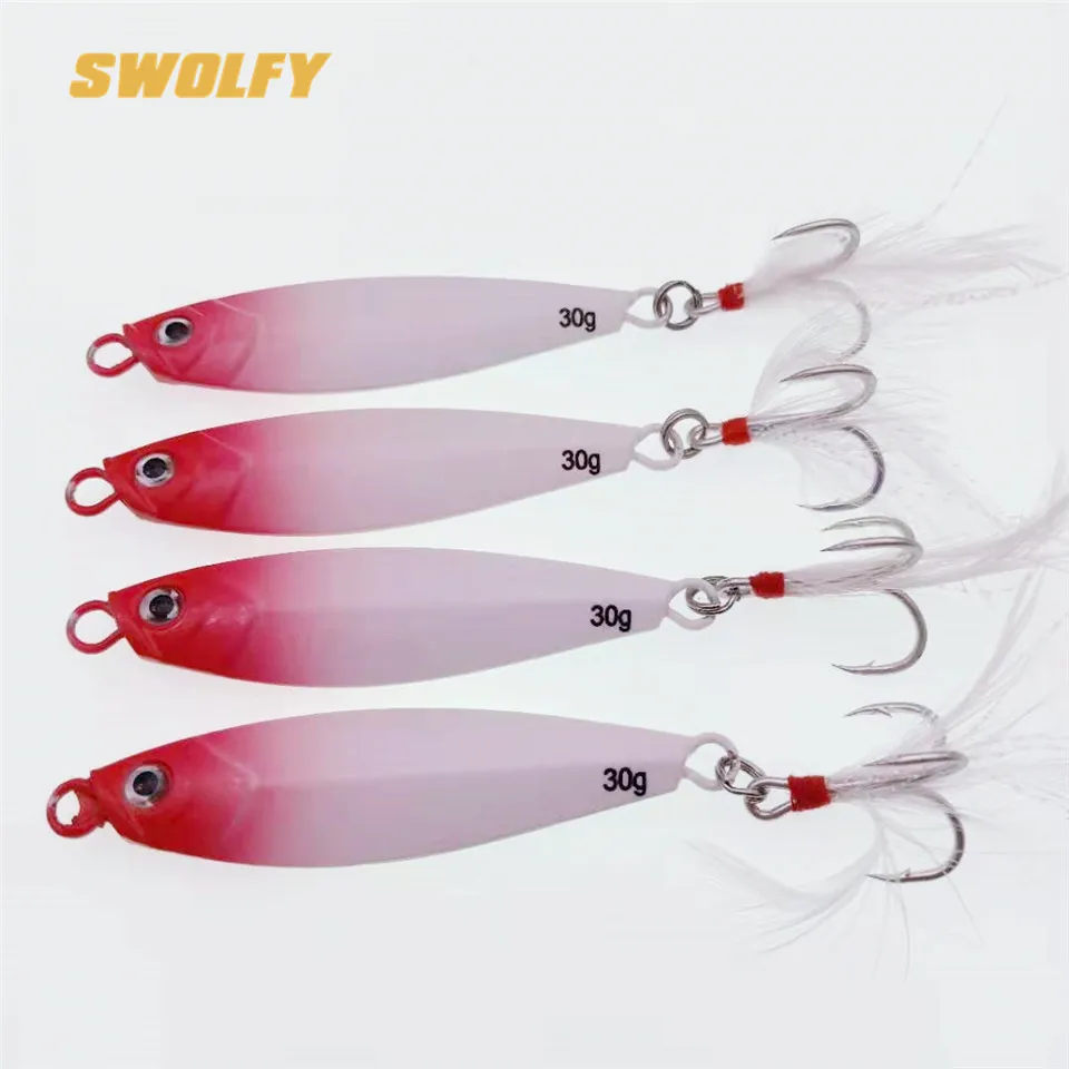 Swolfy 4 шт. Новая Металлическая литая джиг ложка 7 г 10 15 20 30 40 приманка для морской