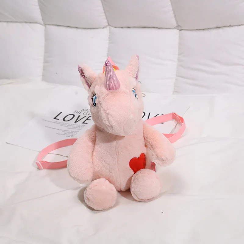 Girl Cute Backpack Personality Doll Student Messenger Bag Cartoon Doll Unicorn Plush Bag