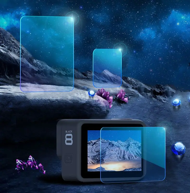 Новинка защитное закаленное стекло с крышкой для объектива чехол GoPro Hero 8 черная