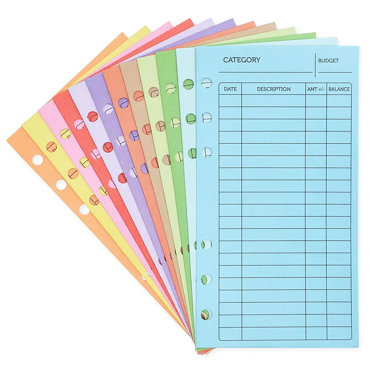 

12PCS Colorful Cash Envelopes with Pre-Punched Holes for Money Budgeting Cash Envelope System for Money Saving,12 Assorted Color