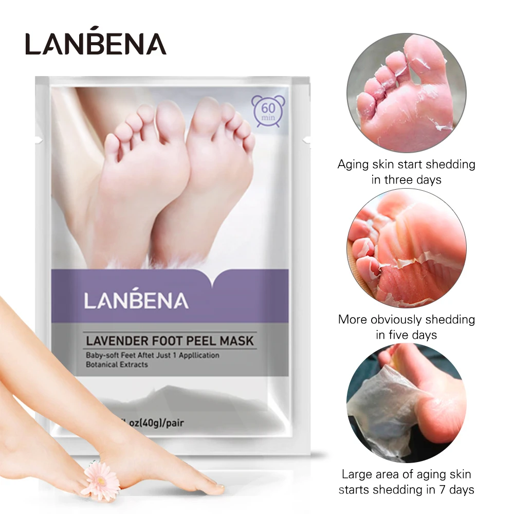 

LANBENA Foot Peel Mask Lavender Exfoliating Feet Peeling Patches Pedicure Foot Care Mask Remove Dead Skin Cuticles Heel One Pair