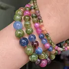 Цепочка из натурального камня с разноцветными нефрит Халцедон Круглые бусины для изготовления ювелирных изделий Diy браслет ожерелье принадлежности для детей 4, 6, 8, 10 мм