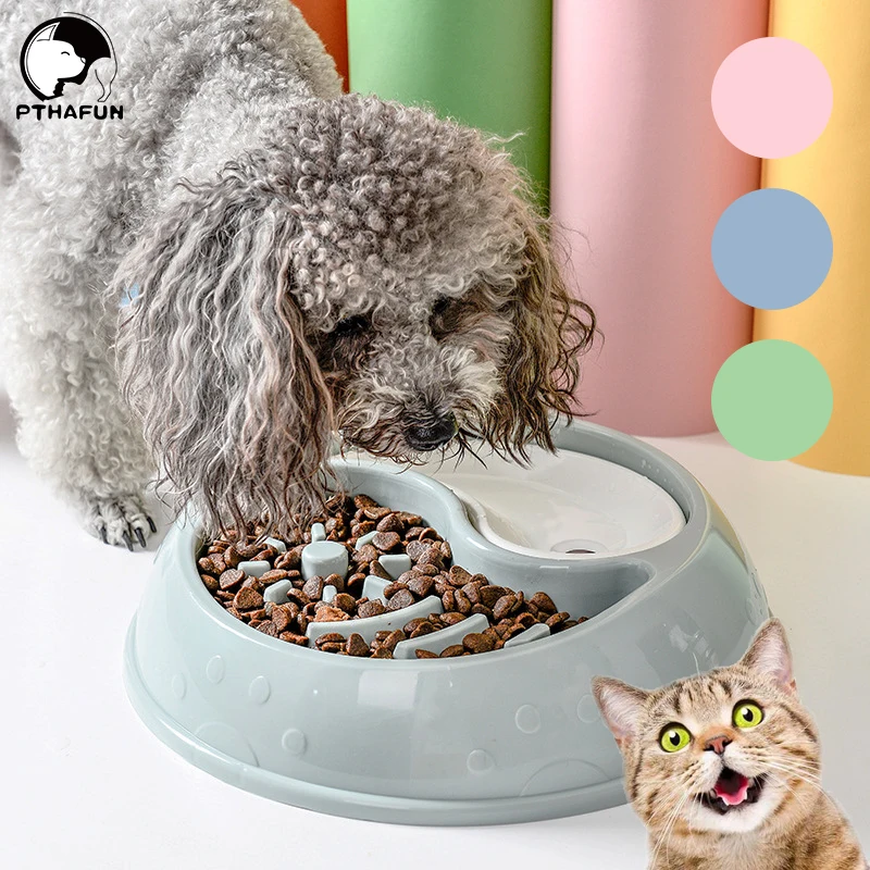 

Pet Cat Dog Slow Food Bowl Pet Feeder Bowl Cats and Small-medium size dogs Feed Bowl Pet Daily Feeding and Drinking Supplies