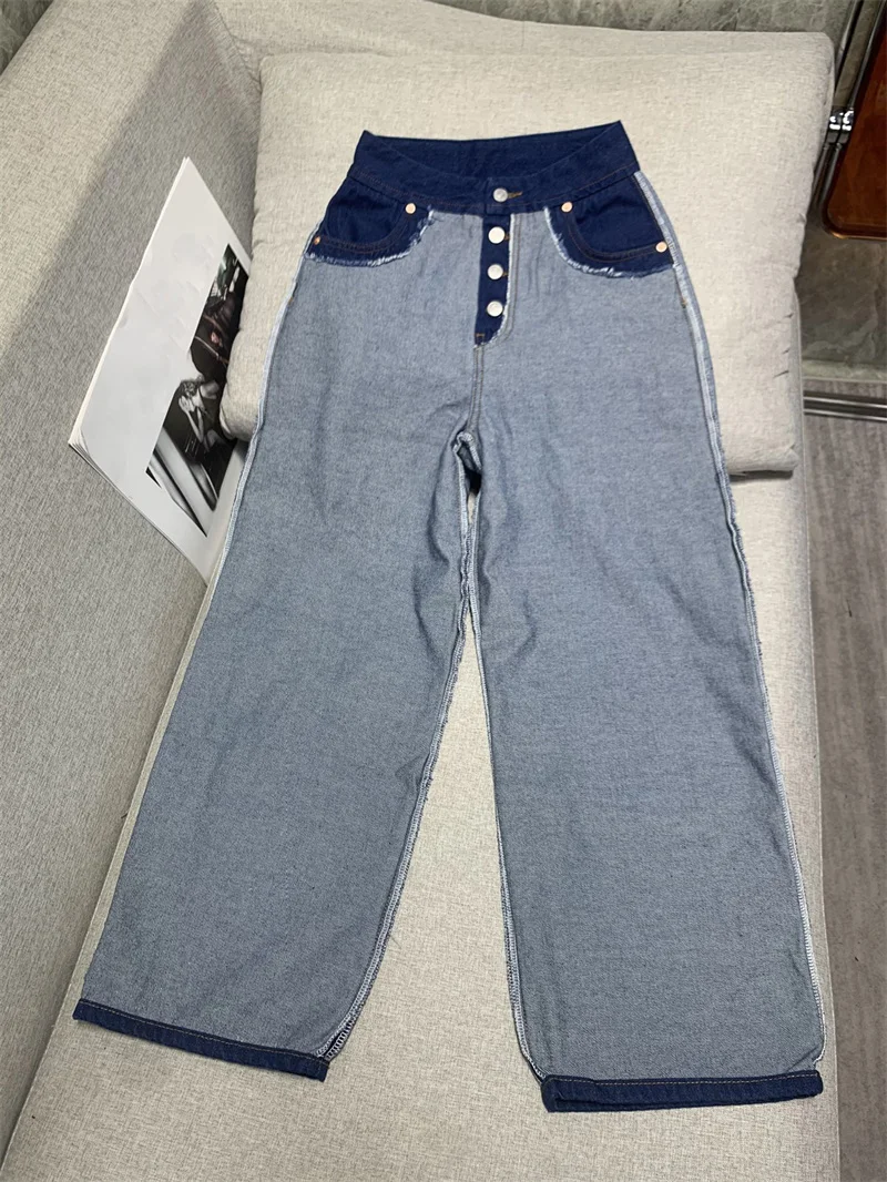 

2021 Autumn winter new jeans fashion pros and cons wide-leg jeans women