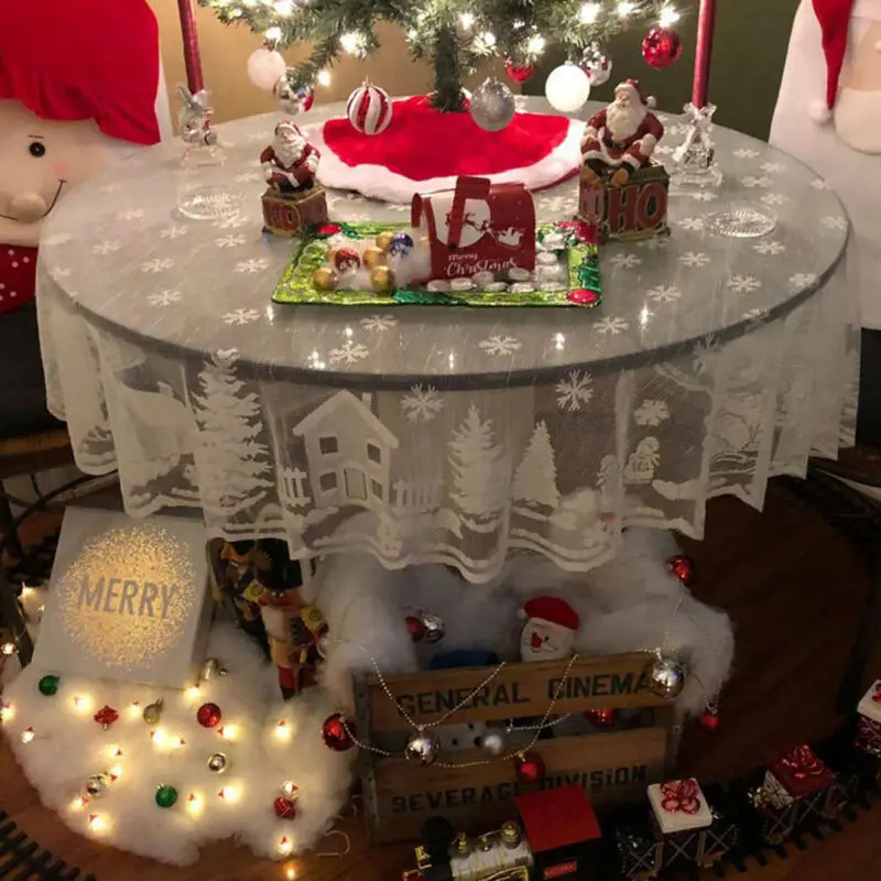 Красная кружевная круглая скатерть Цветочная для свадебной вечеринки домашнего