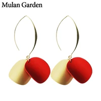 mg gold red double geometric dangle earrings for women simple fashion black pendant statement earrings jewelry accessories gift