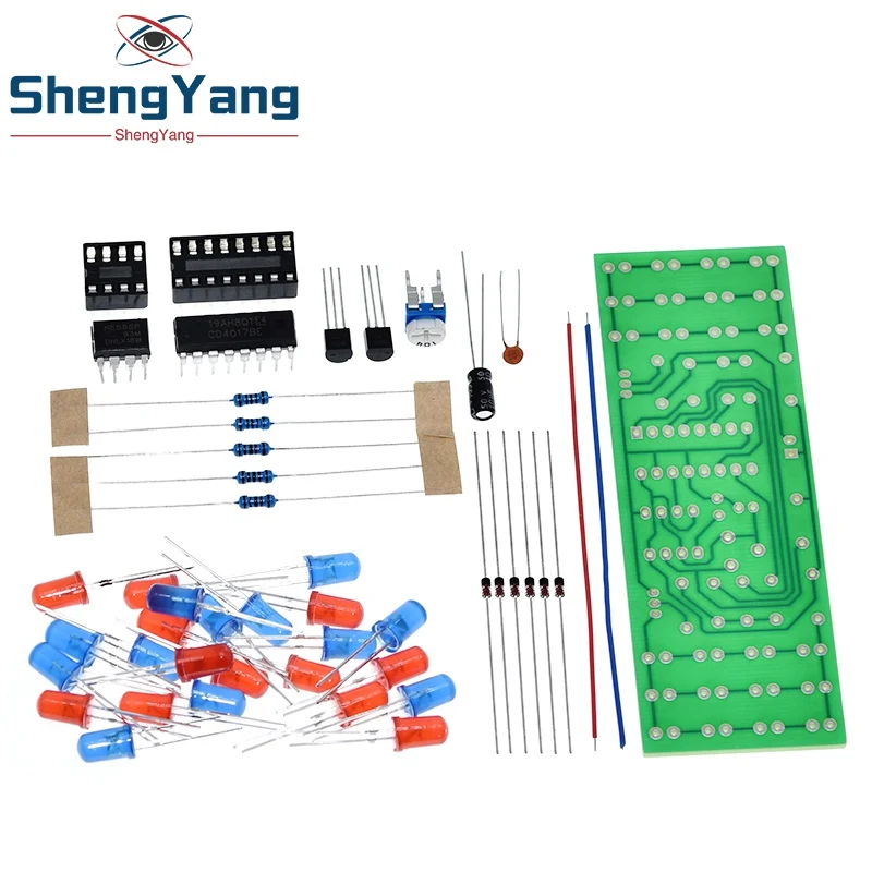 Комплект светодиодных электронных светильников NE555 CD4017 IC красные синие