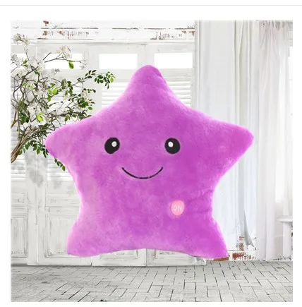 Purple Star VILEAD светодиодный мигающий PP хлопок мягкая плюшевая игрушка Смайлик Подушка для сна декоративные подушки для дивана - Color: Purple Star