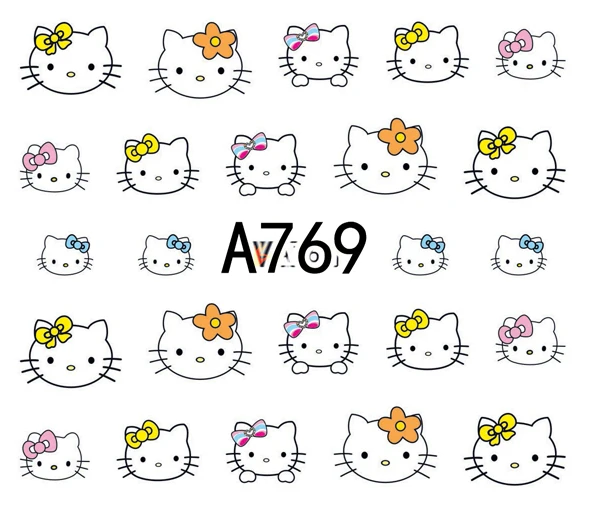 5 листов 24 типа наклейки для ногтей с рисунком котенка кота Водные Наклейки