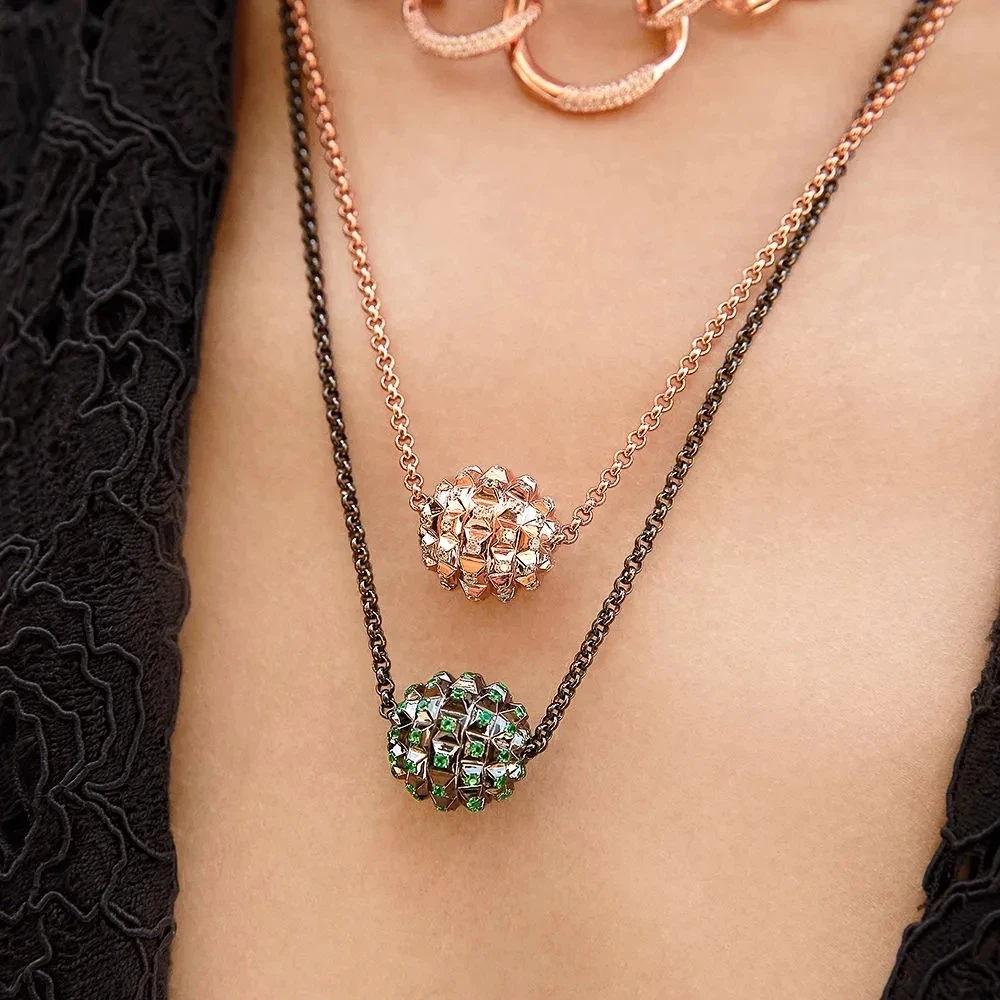 Модный шарм из стерлингового серебра копия 1:1 розовый черный Регулируемый кулон