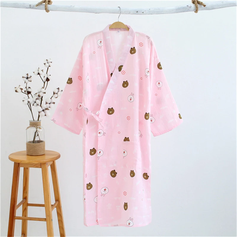 Халат-кимоно Женский из 100% хлопка хлопковый Пижамный кардиган повседневная