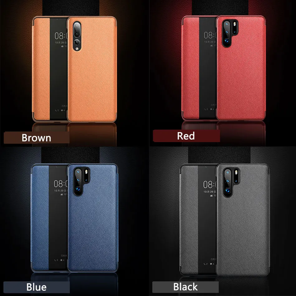 Флип чехол для Huawei P30 Pro Smart Touch прозрачный из искусственной кожи P20 противоударный