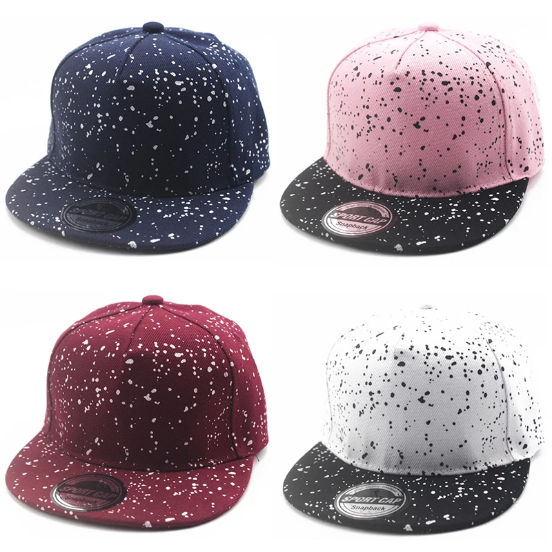 

Children's baseball caps children boys girls snap back hip hop snowflake fashion running people design flat top hip-hop cap baby