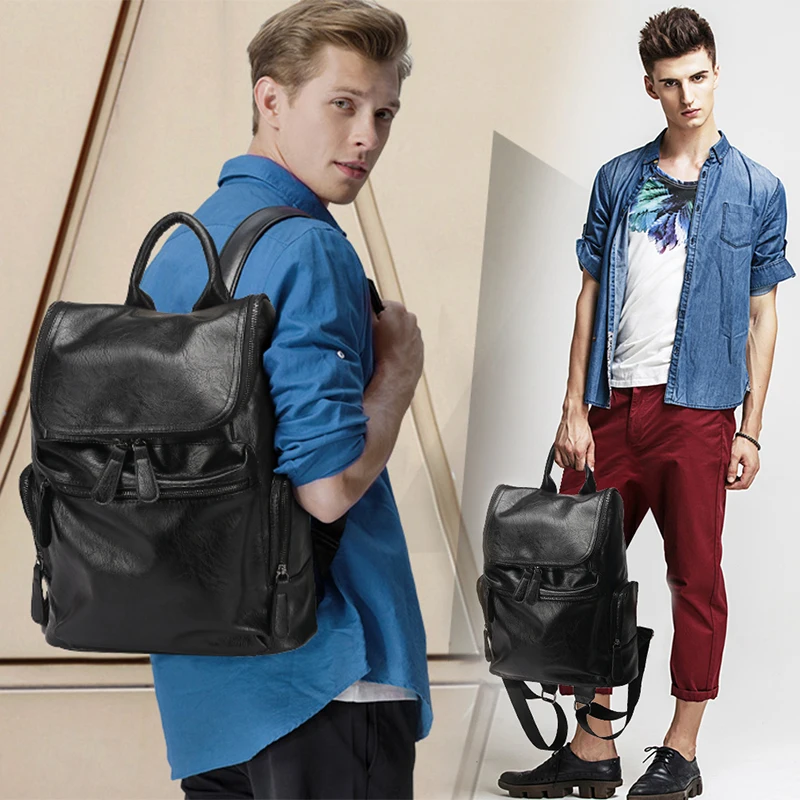Модный рюкзак из искусственной кожи мужской водонепроницаемый для ноутбука