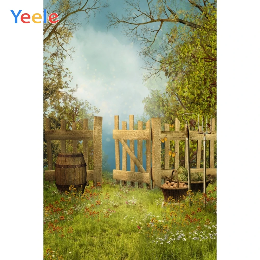 

Yeele Grass Flower Fence Spring Poster Baby Portrait Photography Backgrounds Customized Photographic Backdrops for Photo Studio