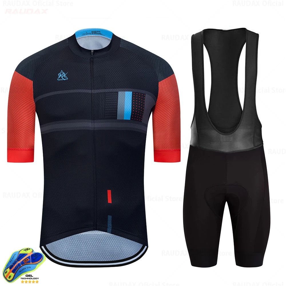 

Raudax Cycling Jersey set 2021 Pro Team Men's Summer Quick dry Cycling Clothing ropa mujer MTB bike Riding sportswear Ciclismo