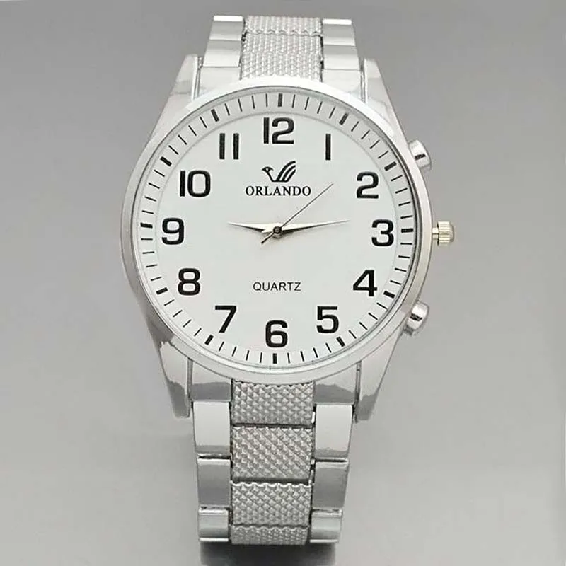 Мужские кварцевые наручные часы Orlando из нержавеющей стали мужские с большим