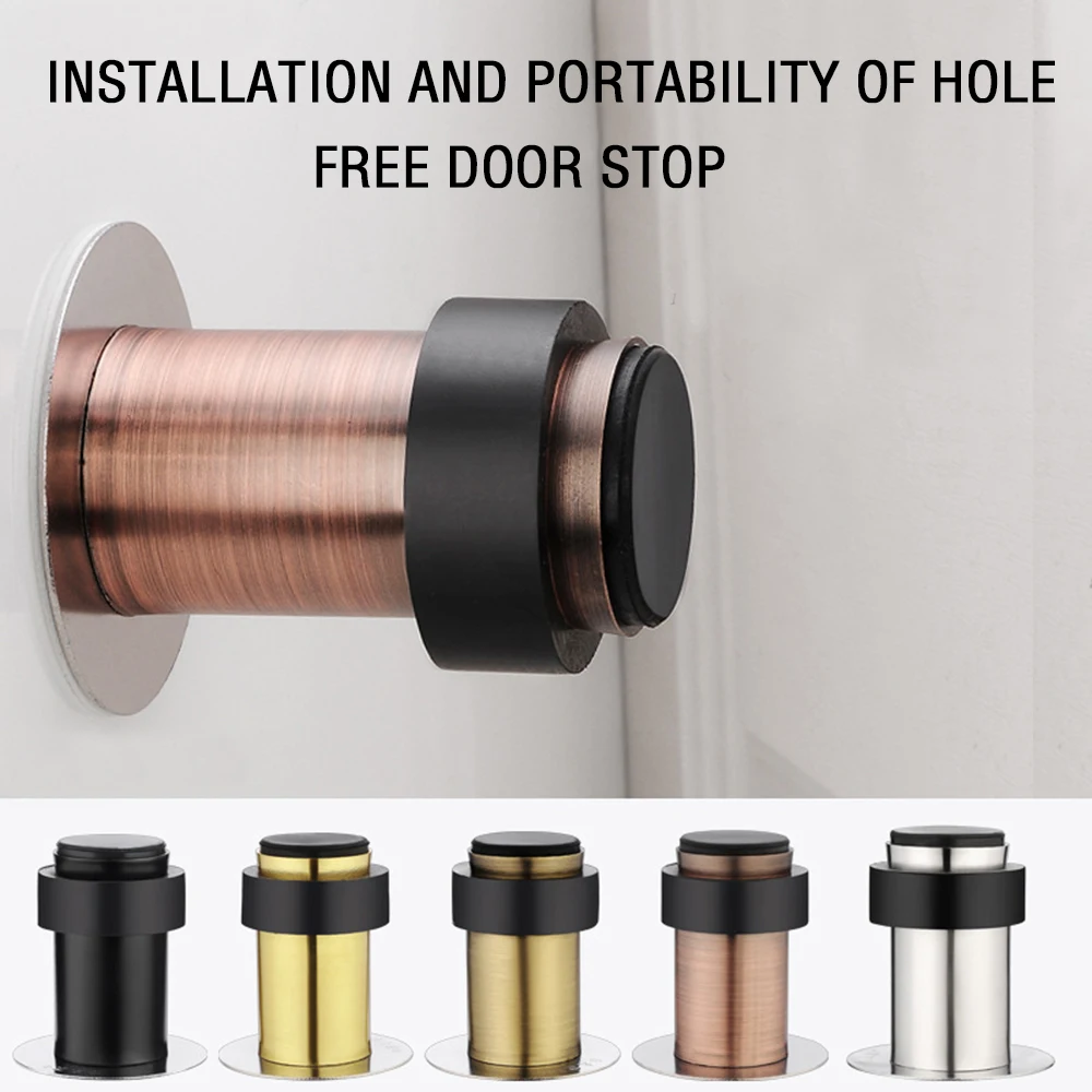 

Stainless Steel Door Stopper Door Protective Pad Anti-Collision Protection Self Adhesive Cylindrical Door Stops Wall Protector