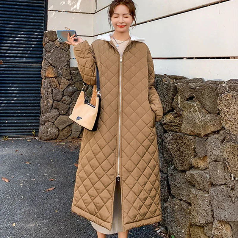Новинка осенне-зимнее пальто теплые хлопковые куртки Женская длинная куртка с
