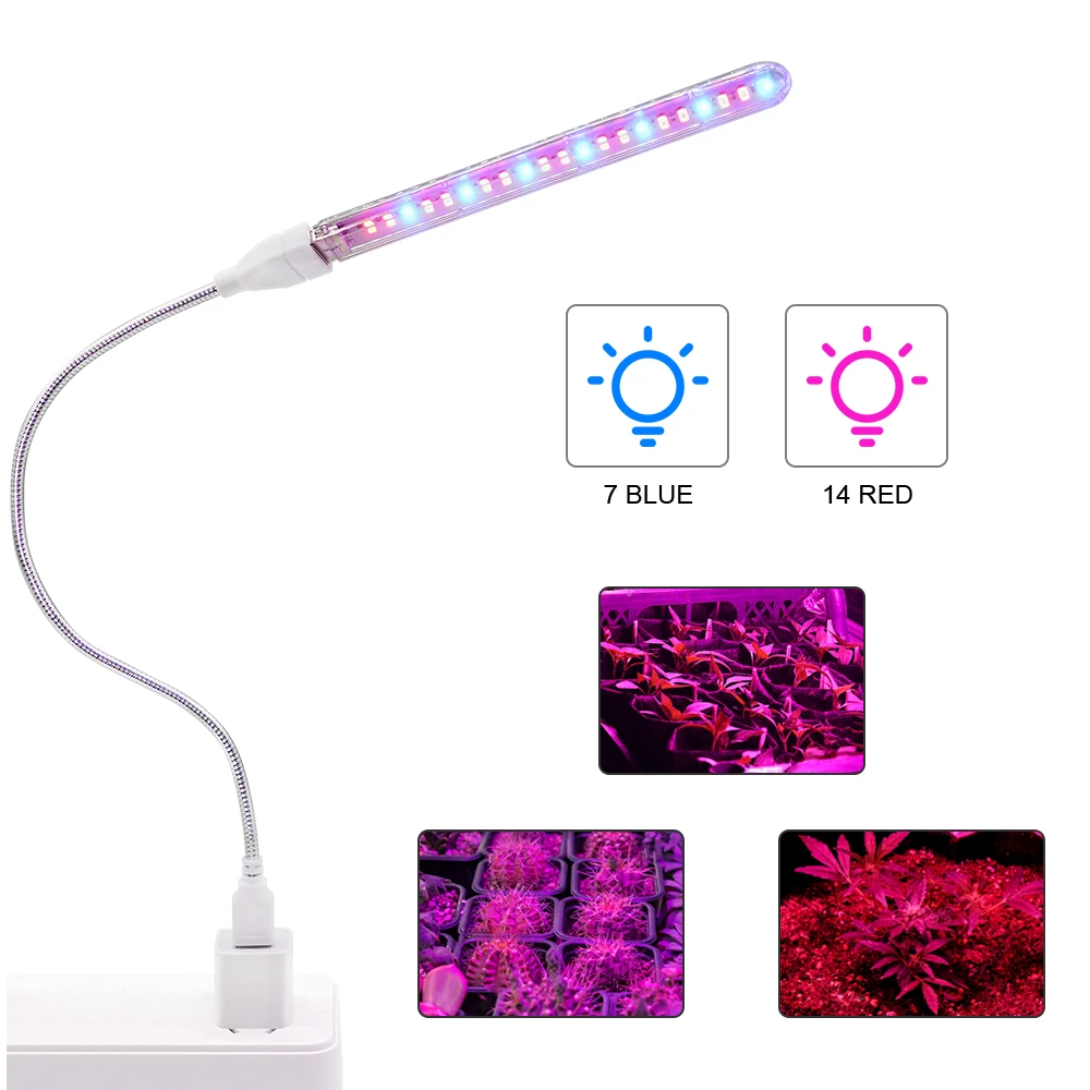 5W LED Grow Lamp Full Spectrum Red & Blue Light Indoor USB Phytolamp For Plants Flowers Seedling UV | Лампы и освещение