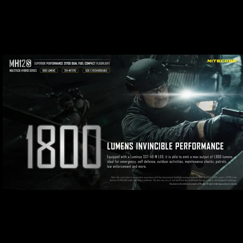 Скидка Тактическая вспышка NITECORE MH12S, суперъяркая перезаряжаемая ламсветильник 1800 люмен с аккумулятором 5000 мАч, светильник для наружного светильни... Купить Тактическая вспышка NITECORE MH12S, суперъяркая перезаряжаемая ламсветильник 1800 люмен с аккумулятором 5000 мАч, светильник для наружного светильни...