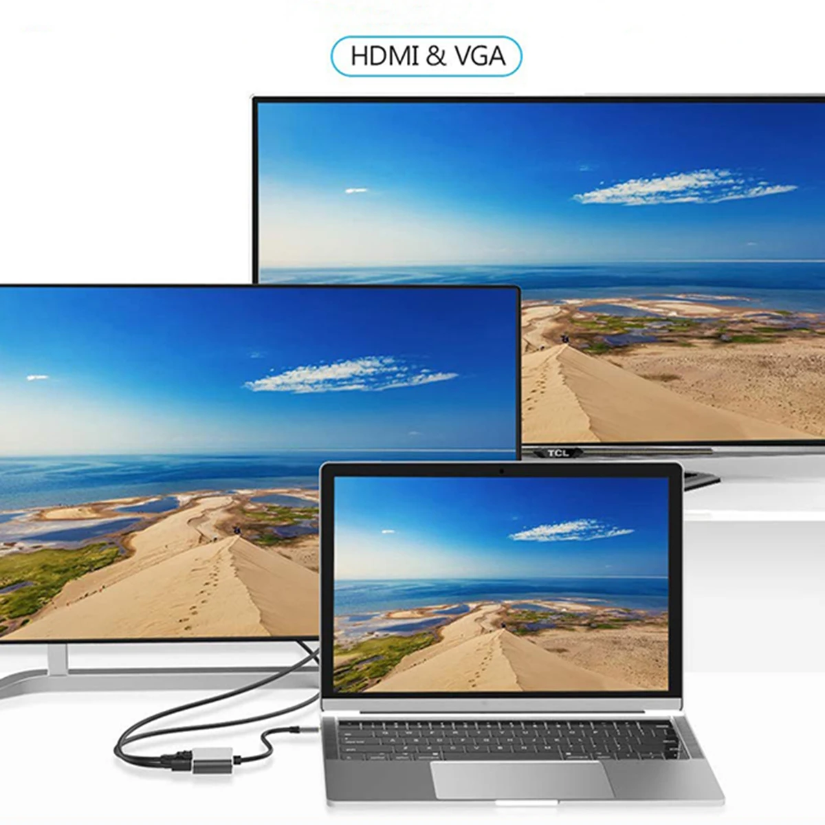 

SOONHUA USB Hub USB C Type-C To HDMI 4K VGA USB3.0 Audio Video Adapter Support PD Charge 4IN1 USB Hubs