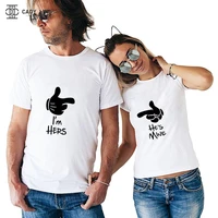 2021 new couple t shirt summer couple im hers bone love printed clothes casual short sleeve tees tops loose couple tops