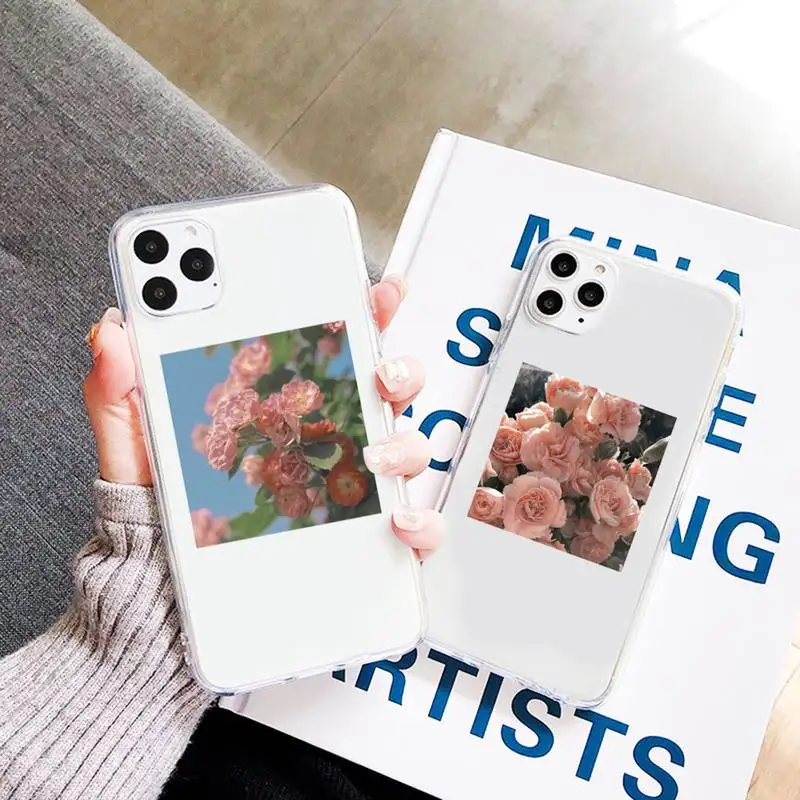 

Art flowers Beautiful fashion Phone Case Transparent soft For iphone 12 11 13 7 8 6 s plus x xs xr pro max mini