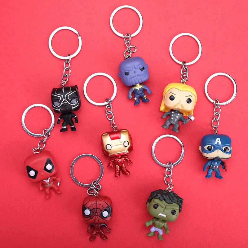 

Marvel Key Ring Chain Marvel Captain America Hulk Black Panther Thor Thanos Iron Man Deadpool Spider-Man Doll Pendant Gift