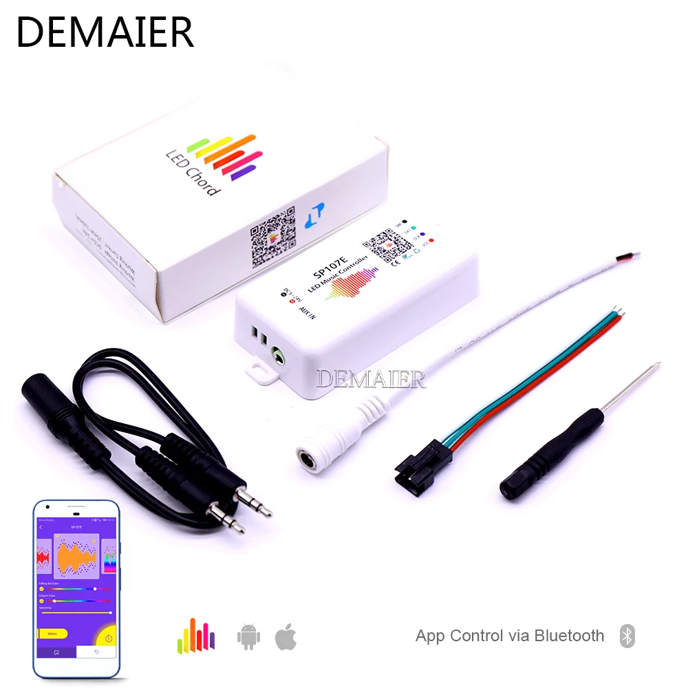 P107E SP601E Musik Controller In Mic Dual Signal SP105E SP110E Bluetooth SP108E Wifi APP WS2812BWS2811 SK6812 Pixel Band dc5-24v on - Музыкальный контроллер P107E SP601E с двойным сигналом от микрофона SP105E SP110E Bluetooth SP108E Wifi APP WS2812BWS2811