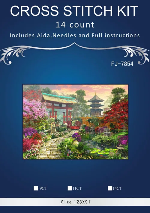 

FJ-7854 Счетный вышивка крестиком 14CT Набор для вышивки крестиком Pavilion in park рукоделие вышивка ручная работа