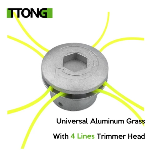 Универсальная алюминиевая насадка для триммера, 4-линейная, для стрижки травы и газона, серебристая