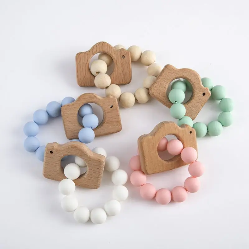 

Newborn Teething Wooden Toy DIY Baby Children Silicone Beaded Decoration Beads Bracelet Photo Props Tooth Training