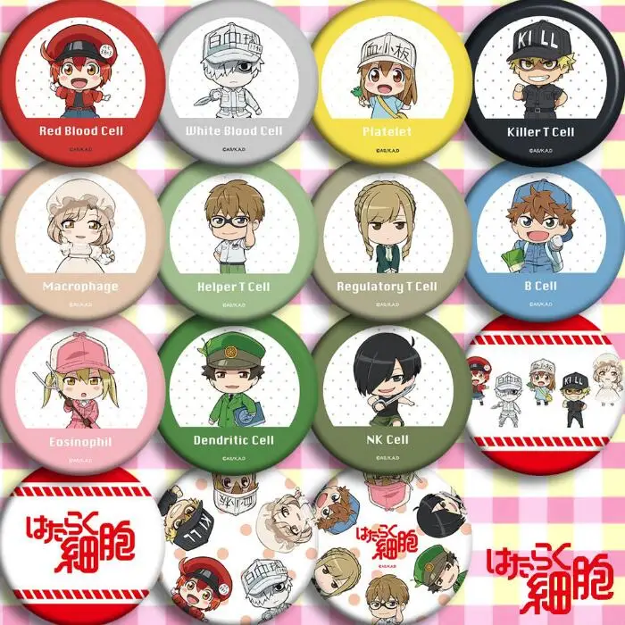 15 шт./1 лот аниме клетки на работе красные кровяные белые эритров 5094 значки