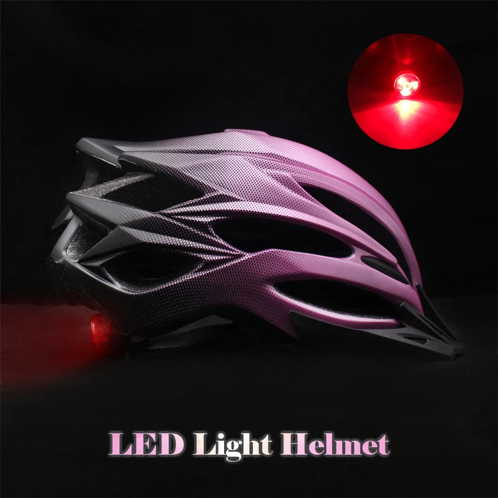 

MTB Cycling Helmet With Red LED Light Sun Visor Women Men Road Mountain Bicycle Cross-Country XC Trail Competition Bike Helmets