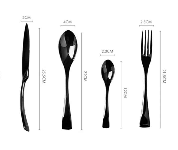 

4PCS Black Cutlery Stainless Steel Fork Knife Dinnerware Set Western Tableware Set Household Supplies Kitchen Accessory