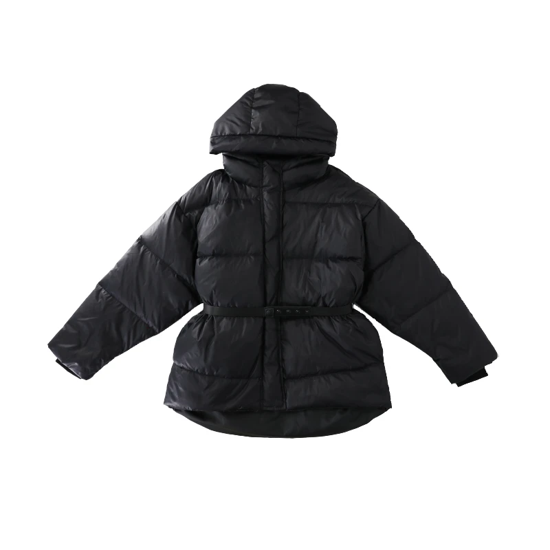 

Women Duck Down Jacket Korean Puffer Fluffy Warm Casual Winter Coat Female Feather Parkas with Belt