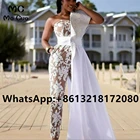 Женский атласный комбинезон в стиле бохо, длинное кружевное свадебное платье с аппликацией и бантом, 2021