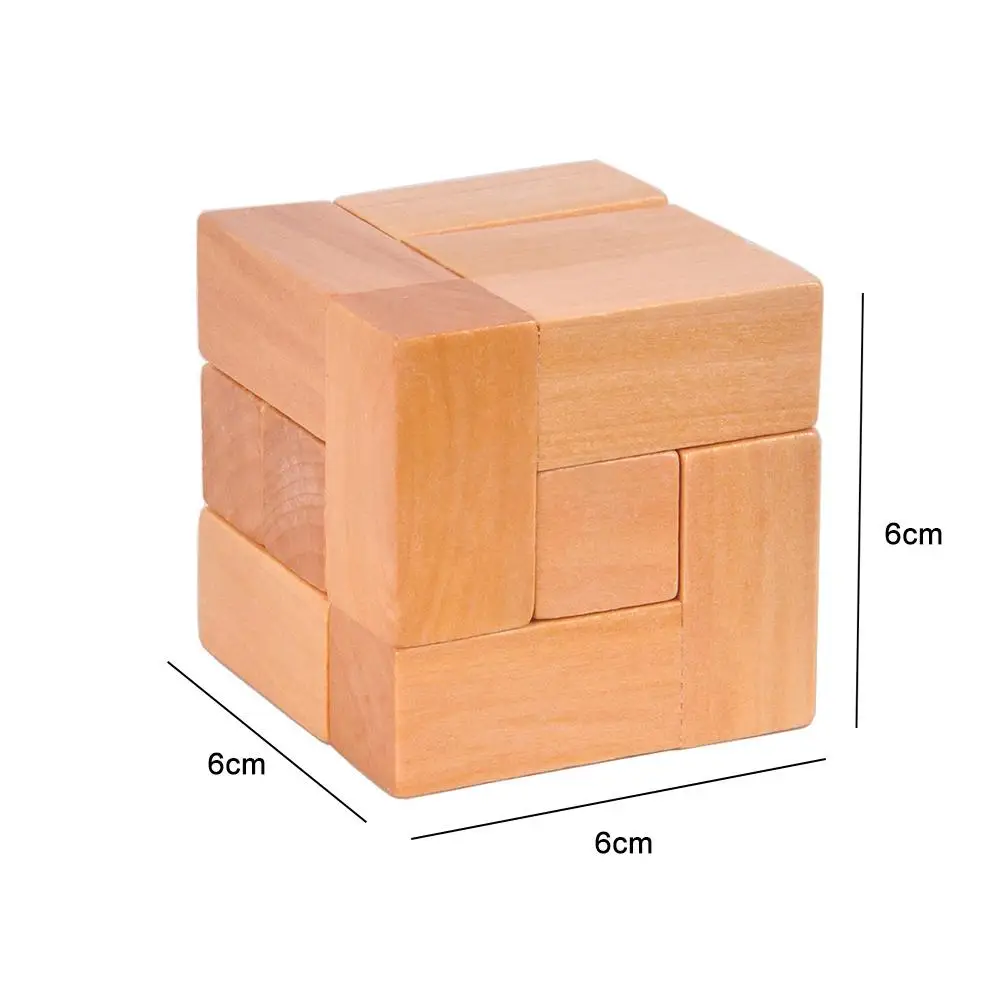 

Wooden 7 Block Cube 3D Beech Handmade Vintage Ming Lock Luban Lock Wooden Toys Adults Puzzle Children Educational Kids Toys Gift